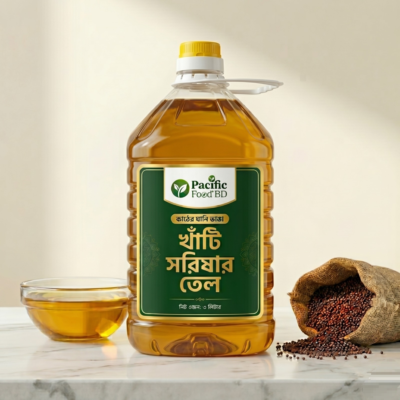 Pure mustard oil 3 Liters / খাঁটি সরিষার তেল ৩ লিটার